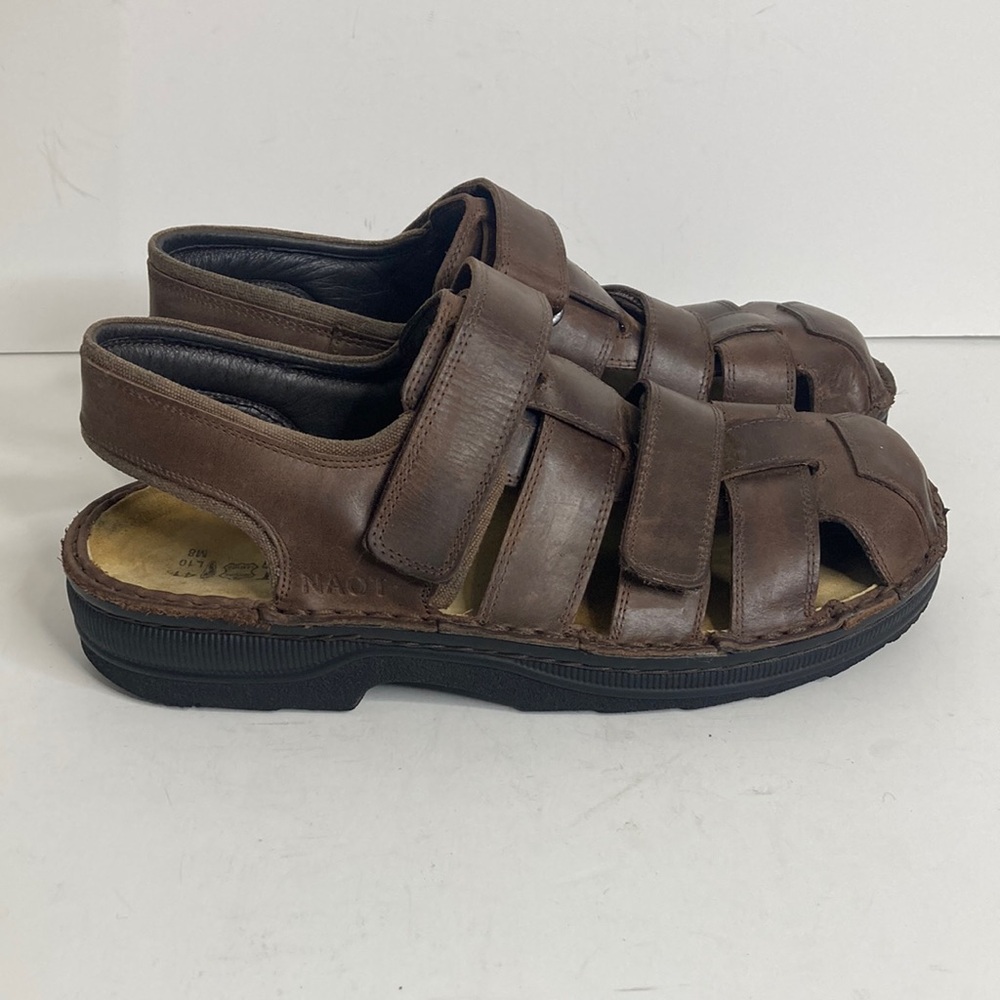 Naot Fisherman Sandals Mens 41 8 Brown Leather Bradley Woven Strap Summer Shoes